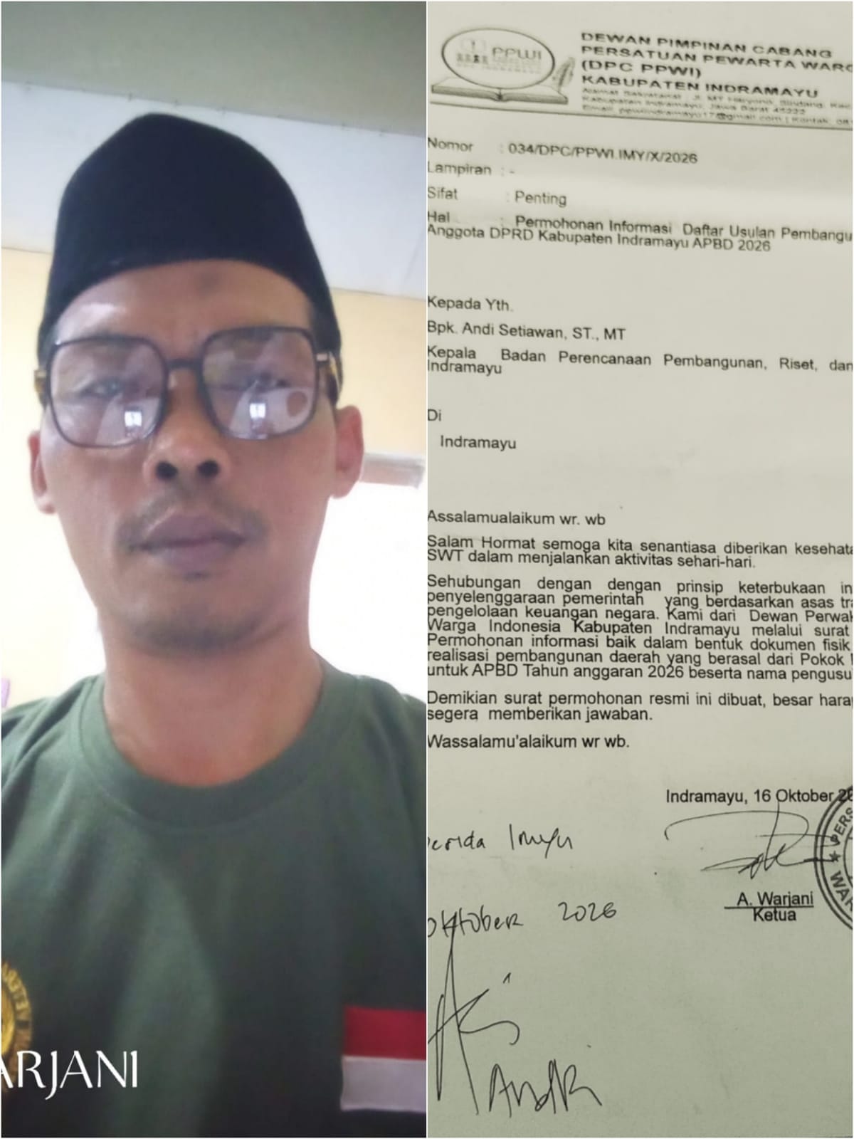 PPWI Minta Bapperida Indramayu Ungkap Daftar Usulan Proyek Pokir DPRD 2026